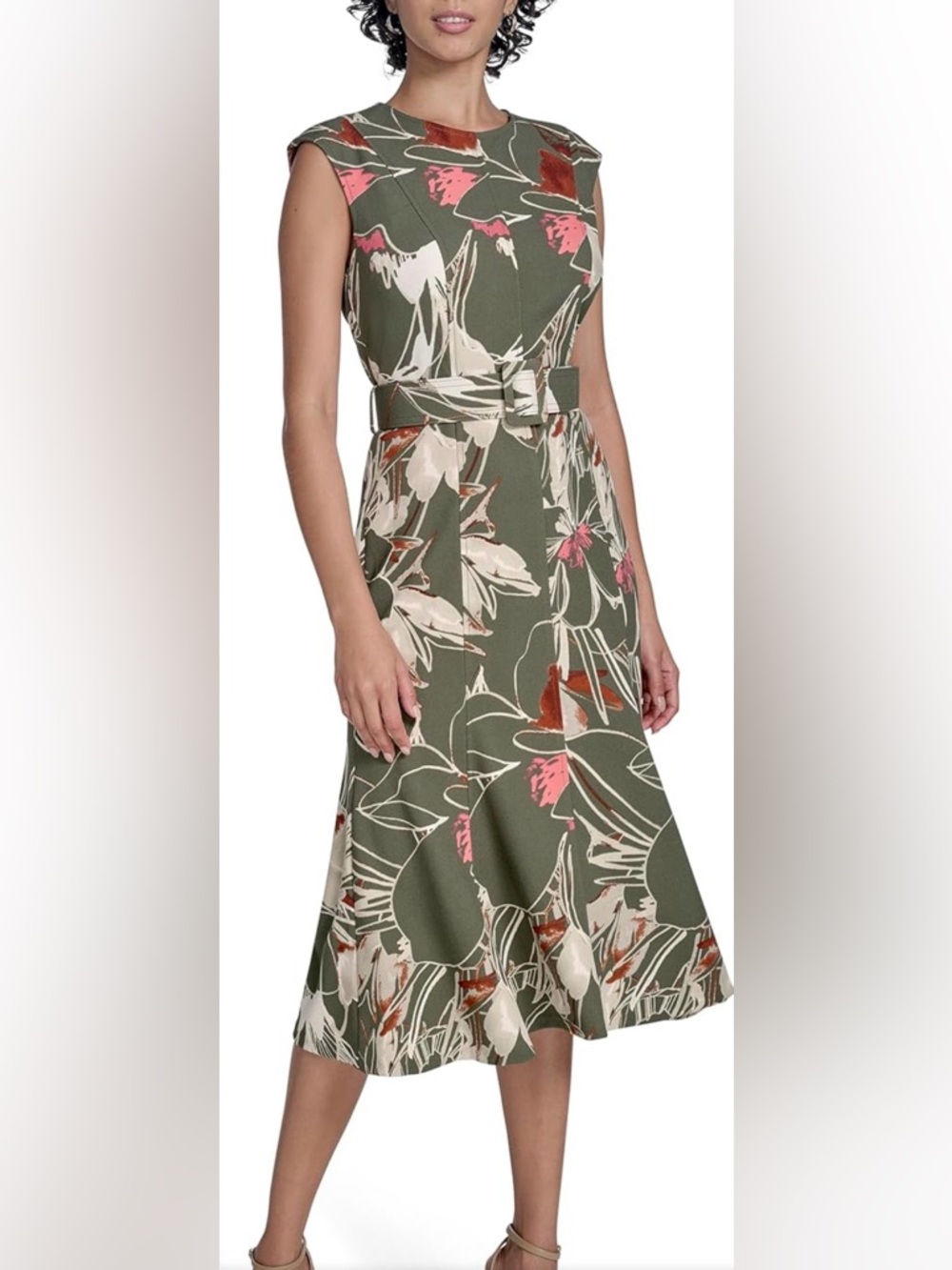 NWT Calvin Klein Womens Crepe Midi Fit and Flare DressDress